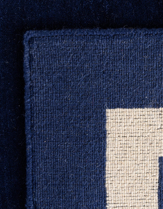 Cobalt Blue 3' 3 x 5' 3 Jill Zarin Border Wool Rectangle Area Rug 80% Wool & 20% Cotton Hand Made Luxury All Natural Carpet for Interior Design for Sale at Rug Engine