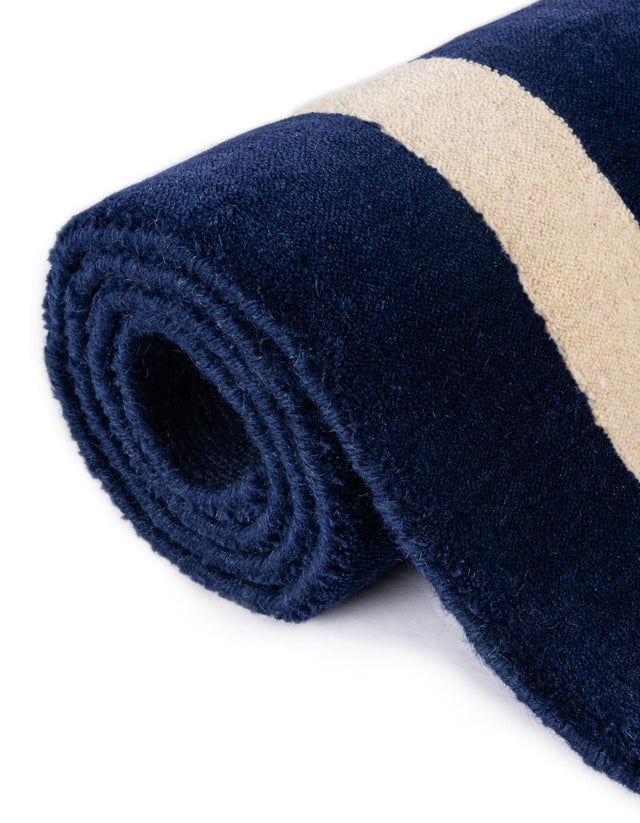 Cobalt Blue 2' 2 x 3' 1 Jill Zarin Border Wool Rectangle Area Rug 80% Wool & 20% Cotton Hand Made Luxury All Natural Carpet for Interior Design for Sale at Rug Engine