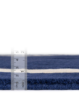 Cobalt Blue 5' 1 x 5' 1 Jill Zarin Border Wool Square Area Rug 80% Wool & 20% Cotton Hand Made Luxury All Natural Carpet for Interior Design for Sale at Rug Engine