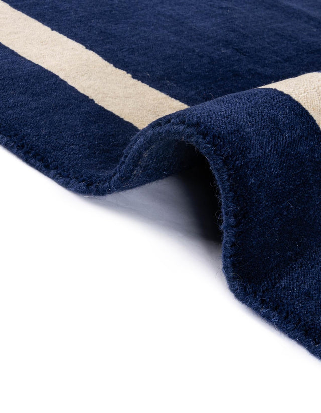 Cobalt Blue 5' 1 x 5' 1 Jill Zarin Border Wool Square Area Rug 80% Wool & 20% Cotton Hand Made Luxury All Natural Carpet for Interior Design for Sale at Rug Engine