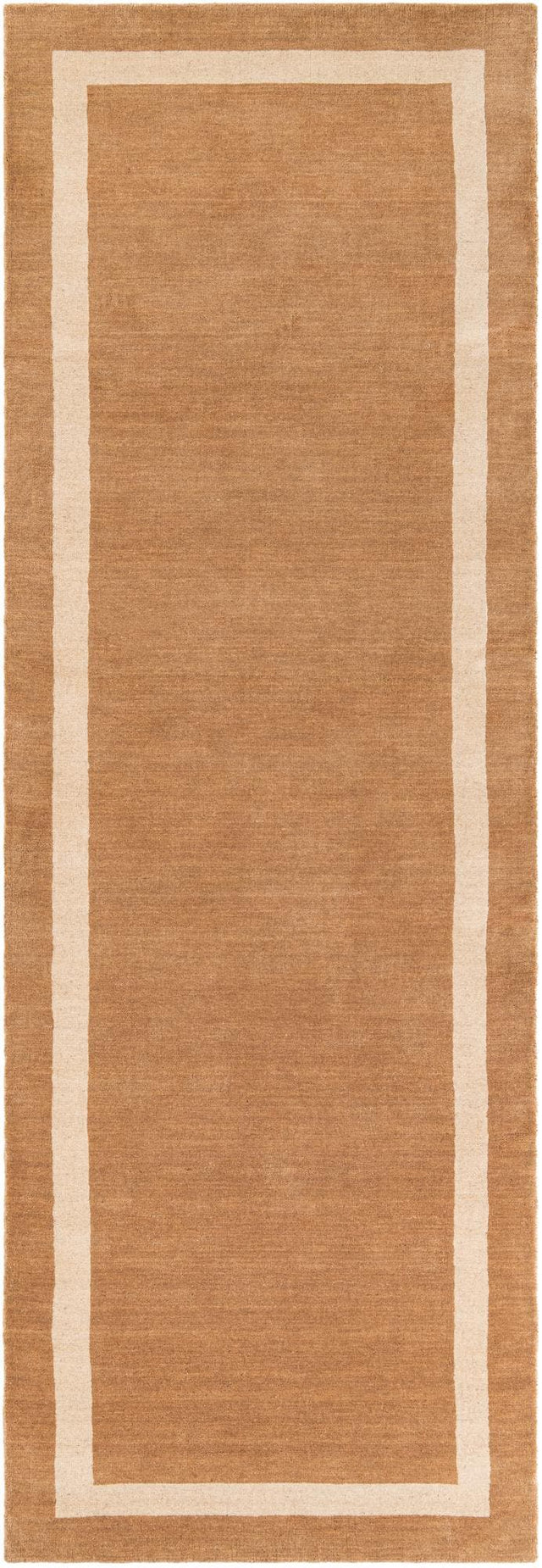 Latte Brown 3' 3 x 10' Jill Zarin Border Wool Runner Area Rug 80% Wool & 20% Cotton Hand Made Luxury All Natural Carpet for Interior Design for Sale at Rug Engine