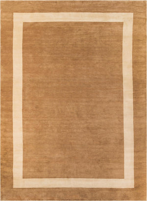 Latte Brown 10' x 14' 1 Jill Zarin Border Wool Rectangle Area Rug 80% Wool & 20% Cotton Hand Made Luxury All Natural Carpet for Interior Design for Sale at Rug Engine