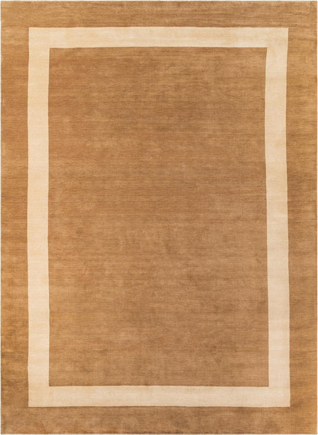 Latte Brown 10' x 14' 1 Jill Zarin Border Wool Rectangle Area Rug 80% Wool & 20% Cotton Hand Made Luxury All Natural Carpet for Interior Design for Sale at Rug Engine