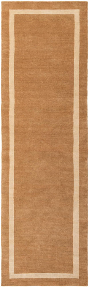 Latte Brown 3' 3 x 12' Jill Zarin Border Wool Runner Area Rug 80% Wool & 20% Cotton Hand Made Luxury All Natural Carpet for Interior Design for Sale at Rug Engine