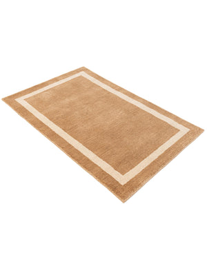 Latte Brown 2' 2 x 3' 1 Jill Zarin Border Wool Rectangle Area Rug 80% Wool & 20% Cotton Hand Made Luxury All Natural Carpet for Interior Design for Sale at Rug Engine