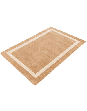Latte Brown 2' 2 x 3' 1 Jill Zarin Border Wool Rectangle Area Rug 80% Wool & 20% Cotton Hand Made Luxury All Natural Carpet for Interior Design for Sale at Rug Engine