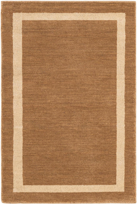 Latte Brown 2' 2 x 3' 1 Jill Zarin Border Wool Rectangle Area Rug 80% Wool & 20% Cotton Hand Made Luxury All Natural Carpet for Interior Design for Sale at Rug Engine