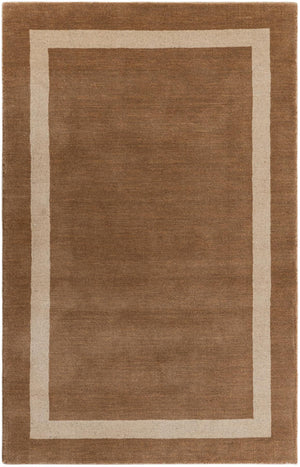 Latte Brown 3' 3 x 5' 3 Jill Zarin Border Wool Rectangle Area Rug 80% Wool & 20% Cotton Hand Made Luxury All Natural Carpet for Interior Design for Sale at Rug Engine