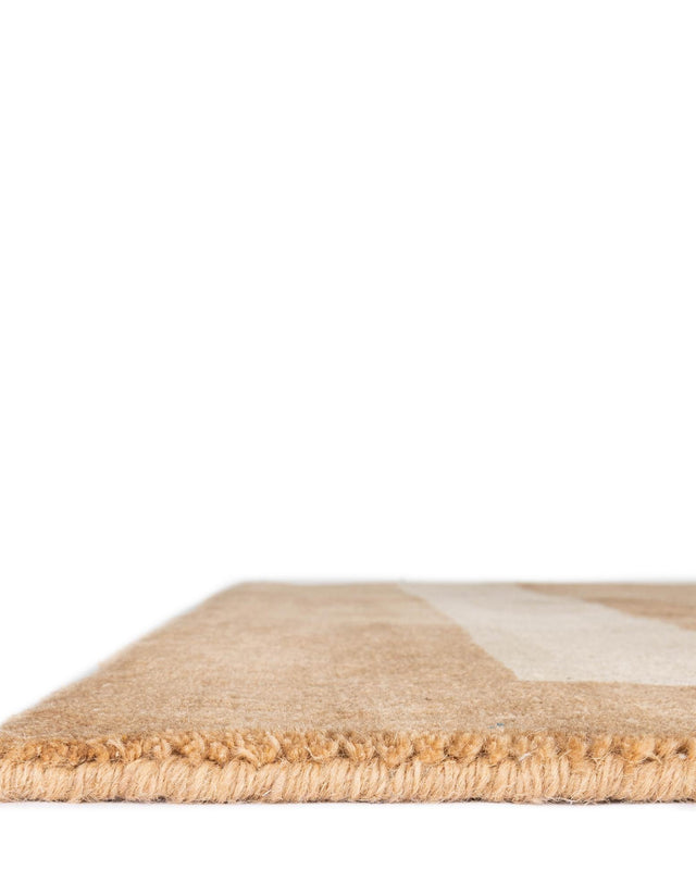 Latte Brown 5' 1 x 8' Jill Zarin Border Wool Rectangle Area Rug 80% Wool & 20% Cotton Hand Made Luxury All Natural Carpet for Interior Design for Sale at Rug Engine