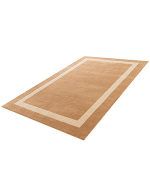 Latte Brown 5' 1 x 8' Jill Zarin Border Wool Rectangle Area Rug 80% Wool & 20% Cotton Hand Made Luxury All Natural Carpet for Interior Design for Sale at Rug Engine