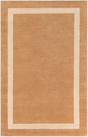 Latte Brown 5' 1 x 8' Jill Zarin Border Wool Rectangle Area Rug 80% Wool & 20% Cotton Hand Made Luxury All Natural Carpet for Interior Design for Sale at Rug Engine