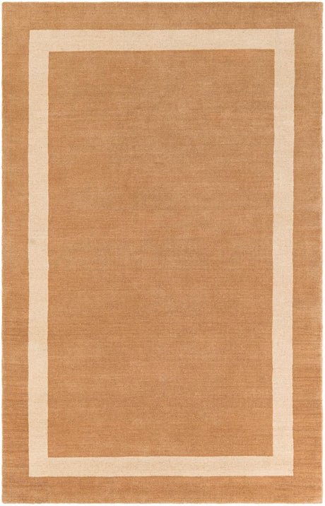 Latte Brown 5' 1 x 8' Jill Zarin Border Wool Rectangle Area Rug 80% Wool & 20% Cotton Hand Made Luxury All Natural Carpet for Interior Design for Sale at Rug Engine