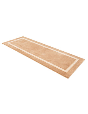 Latte Brown 2' x 6' 1 Jill Zarin Border Wool Runner Area Rug 80% Wool & 20% Cotton Hand Made Luxury All Natural Carpet for Interior Design for Sale at Rug Engine