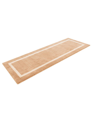 Latte Brown 2' x 6' 1 Jill Zarin Border Wool Runner Area Rug 80% Wool & 20% Cotton Hand Made Luxury All Natural Carpet for Interior Design for Sale at Rug Engine