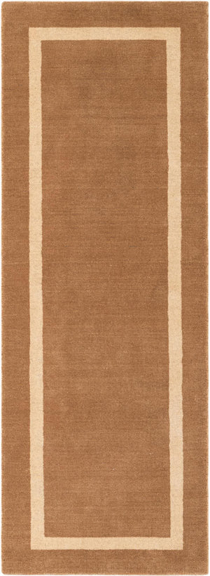 Latte Brown 2' x 6' 1 Jill Zarin Border Wool Runner Area Rug 80% Wool & 20% Cotton Hand Made Luxury All Natural Carpet for Interior Design for Sale at Rug Engine