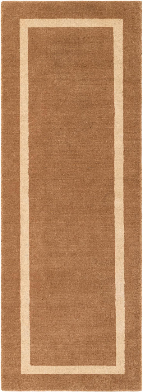 Latte Brown 2' x 6' 1 Jill Zarin Border Wool Runner Area Rug 80% Wool & 20% Cotton Hand Made Luxury All Natural Carpet for Interior Design for Sale at Rug Engine