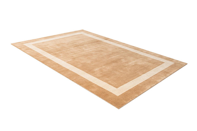 Latte Brown 6' 1 x 9' Jill Zarin Border Wool Rectangle Area Rug 80% Wool & 20% Cotton Hand Made Luxury All Natural Carpet for Interior Design for Sale at Rug Engine