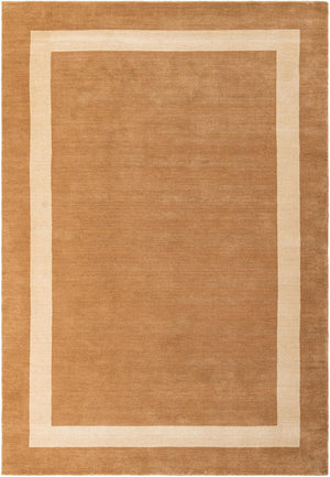 Latte Brown 6' 1 x 9' Jill Zarin Border Wool Rectangle Area Rug 80% Wool & 20% Cotton Hand Made Luxury All Natural Carpet for Interior Design for Sale at Rug Engine