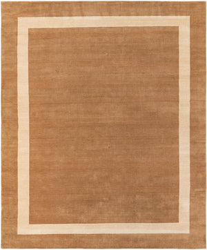 Latte Brown 7' 10 x 10' Jill Zarin Border Wool Rectangle Area Rug 80% Wool & 20% Cotton Hand Made Luxury All Natural Carpet for Interior Design for Sale at Rug Engine