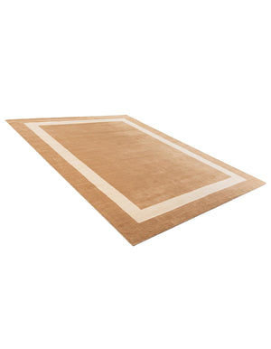 Latte Brown 9' x 12' Jill Zarin Border Wool Rectangle Area Rug 80% Wool & 20% Cotton Hand Made Luxury All Natural Carpet for Interior Design for Sale at Rug Engine