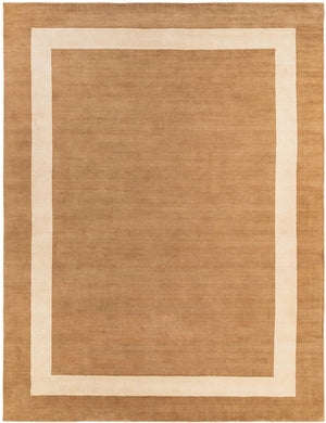 Latte Brown 9' x 12' Jill Zarin Border Wool Rectangle Area Rug 80% Wool & 20% Cotton Hand Made Luxury All Natural Carpet for Interior Design for Sale at Rug Engine