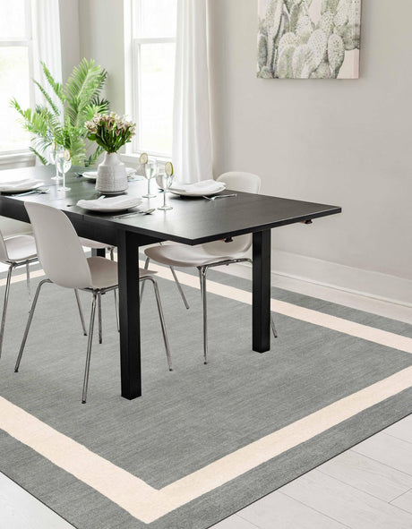 Earl Gray 10' x 14' 1 Jill Zarin Border Wool Rectangle Area Rug 80% Wool & 20% Cotton Hand Made Luxury All Natural Carpet for Interior Design for Sale at Rug Engine