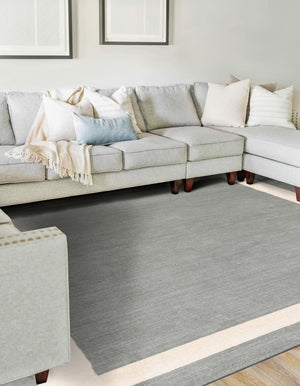 Earl Gray 6' 1 x 9' Jill Zarin Border Wool Rectangle Area Rug 80% Wool & 20% Cotton Hand Made Luxury All Natural Carpet for Interior Design for Sale at Rug Engine