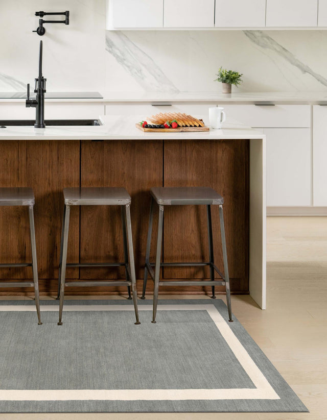 Earl Gray 5' 1 x 8' Jill Zarin Border Wool Rectangle Area Rug 80% Wool & 20% Cotton Hand Made Luxury All Natural Carpet for Interior Design for Sale at Rug Engine