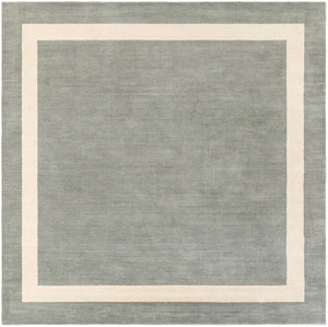 Earl Gray 7' 10 x 7' 10 Jill Zarin Border Wool Square Area Rug 80% Wool & 20% Cotton Hand Made Luxury All Natural Carpet for Interior Design for Sale at Rug Engine