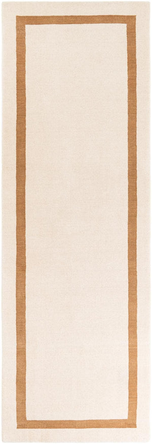 Ivory 3' 3 x 10' Jill Zarin Border Wool Runner Area Rug 80% Wool & 20% Cotton Hand Made Luxury All Natural Carpet for Interior Design for Sale at Rug Engine