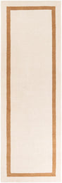 Ivory 3' 3 x 10' Jill Zarin Border Wool Runner Area Rug 80% Wool & 20% Cotton Hand Made Luxury All Natural Carpet for Interior Design for Sale at Rug Engine