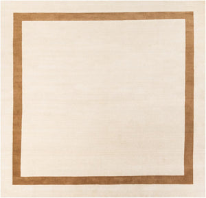 Ivory 10' x 10' Jill Zarin Border Wool Square Area Rug 80% Wool & 20% Cotton Hand Made Luxury All Natural Carpet for Interior Design for Sale at Rug Engine