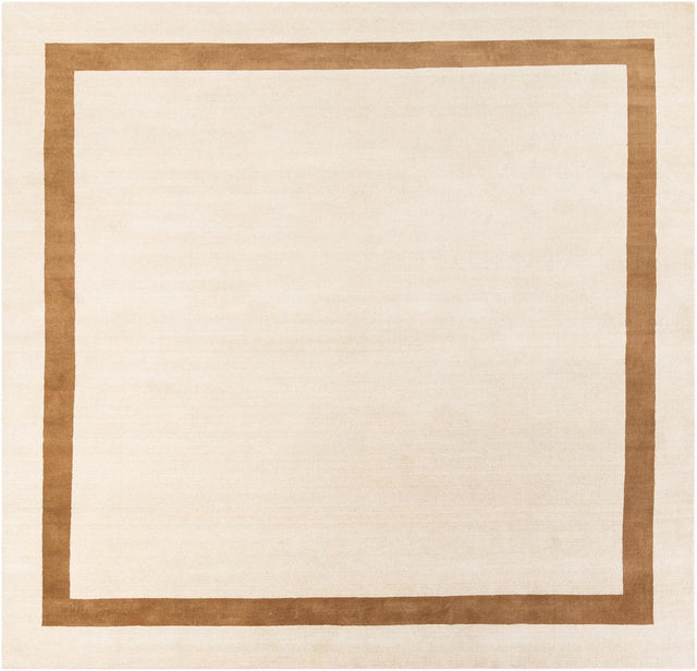 Ivory 10' x 10' Jill Zarin Border Wool Square Area Rug 80% Wool & 20% Cotton Hand Made Luxury All Natural Carpet for Interior Design for Sale at Rug Engine