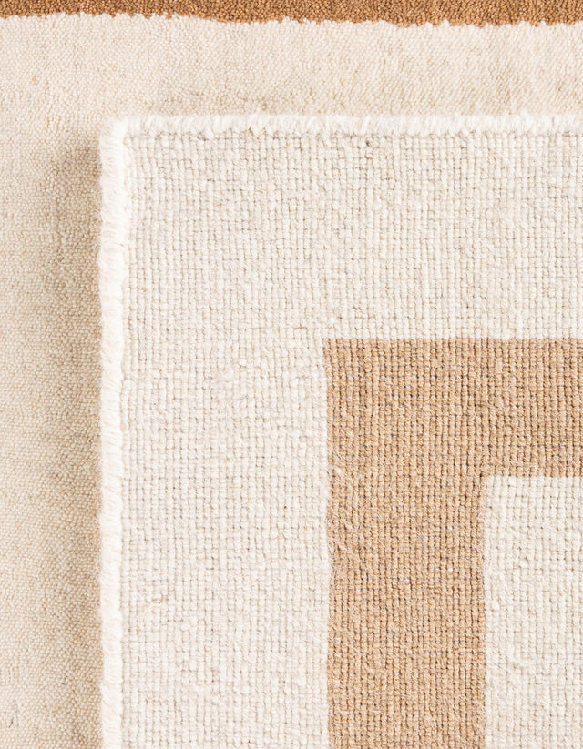 Ivory 7' 10 x 10' Jill Zarin Border Wool Rectangle Area Rug 80% Wool & 20% Cotton Hand Made Luxury All Natural Carpet for Interior Design for Sale at Rug Engine