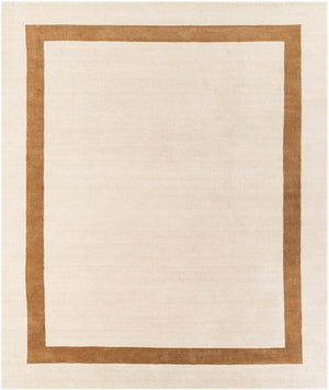 Ivory 7' 10 x 10' Jill Zarin Border Wool Rectangle Area Rug 80% Wool & 20% Cotton Hand Made Luxury All Natural Carpet for Interior Design for Sale at Rug Engine