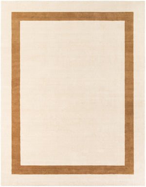 Ivory 9' x 12' Jill Zarin Border Wool Rectangle Area Rug 80% Wool & 20% Cotton Hand Made Luxury All Natural Carpet for Interior Design for Sale at Rug Engine