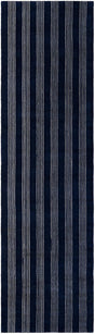 Cobalt Blue 3' 3 x 12' Jill Zarin Striped Wool Runner Area Rug 80% Wool & 20% Cotton Hand Made Luxury All Natural Carpet for Interior Design for Sale at Rug Engine