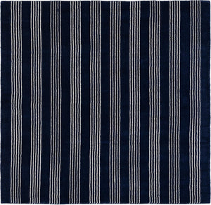 Cobalt Blue 5' 1 x 5' 1 Jill Zarin Striped Wool Square Area Rug 80% Wool & 20% Cotton Hand Made Luxury All Natural Carpet for Interior Design for Sale at Rug Engine