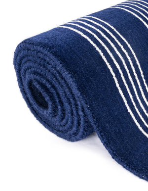 Cobalt Blue 10' x 14' 1 Jill Zarin Striped Wool Rectangle Area Rug 80% Wool & 20% Cotton Hand Made Luxury All Natural Carpet for Interior Design for Sale at Rug Engine