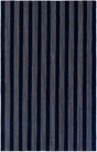 Cobalt Blue 5' 1 x 8' Jill Zarin Striped Wool Rectangle Area Rug 80% Wool & 20% Cotton Hand Made Luxury All Natural Carpet for Interior Design for Sale at Rug Engine