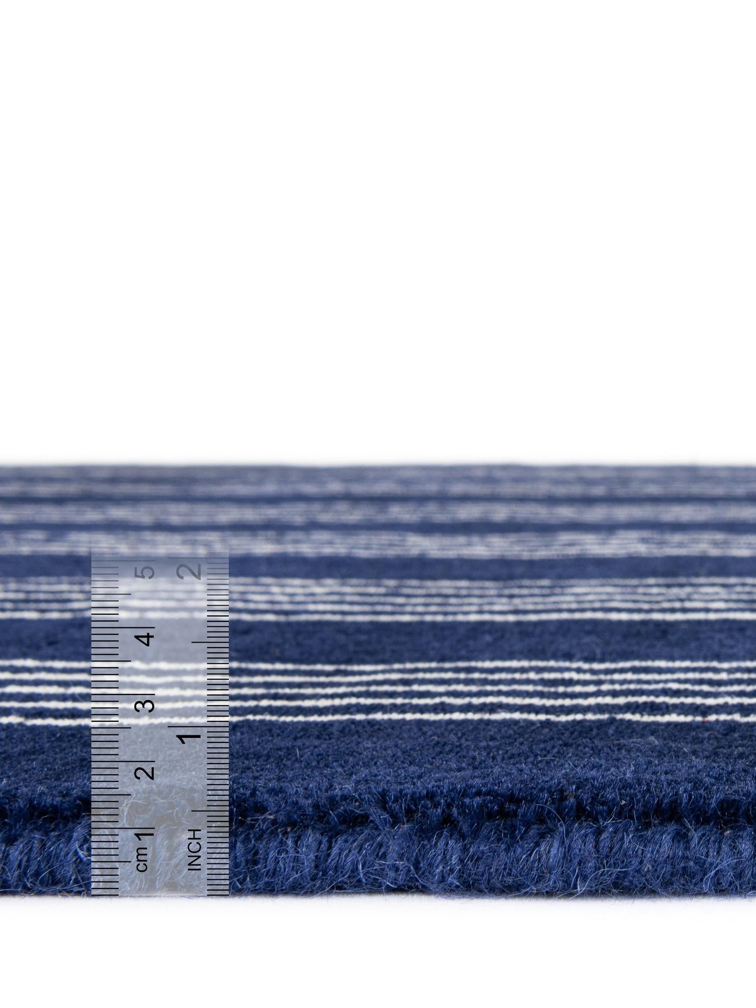Cobalt Blue 2' x 4' 1 Jill Zarin Striped Wool Runner Area Rug 80% Wool & 20% Cotton Hand Made Luxury All Natural Carpet for Interior Design for Sale at Rug Engine