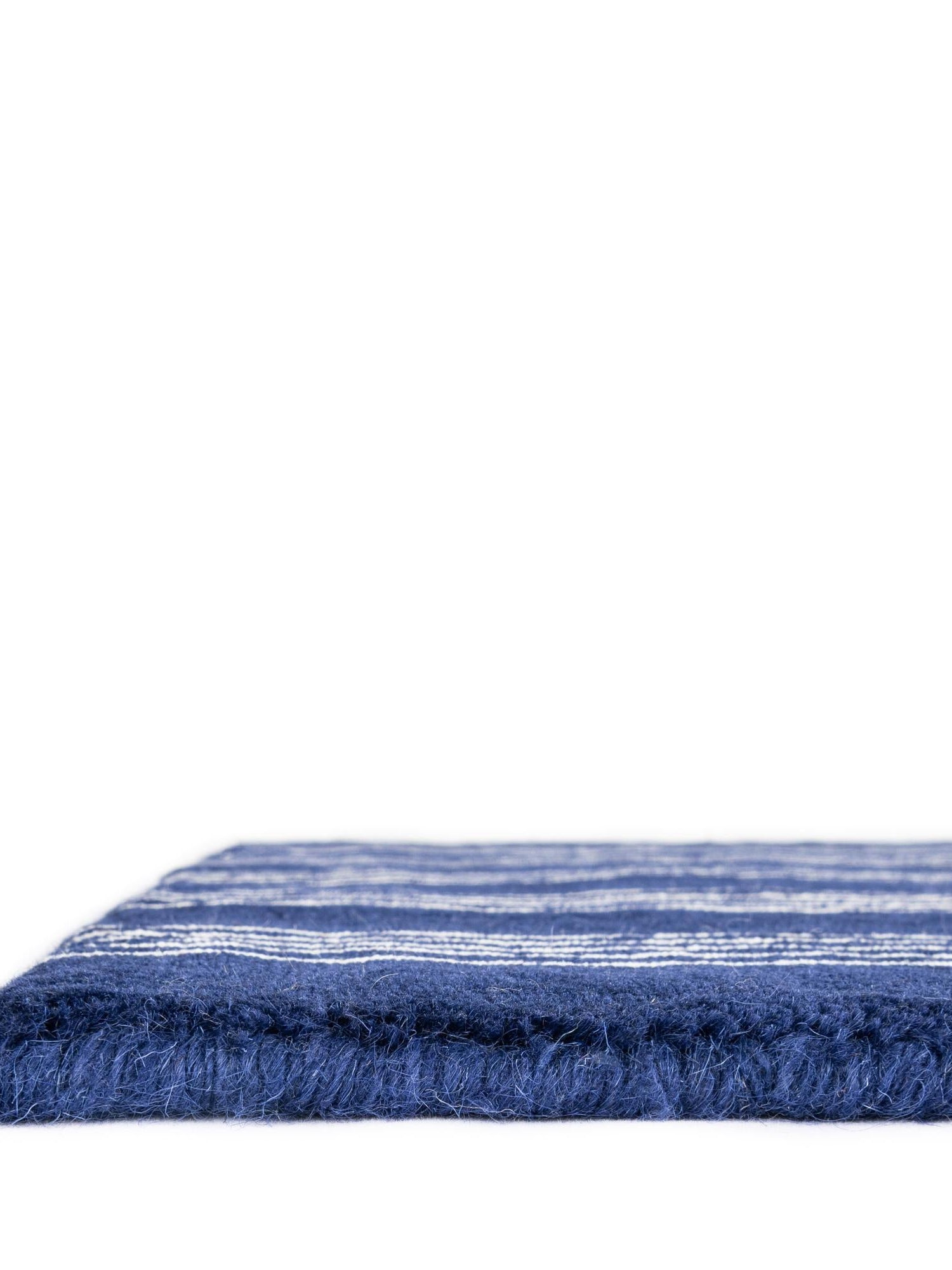 Cobalt Blue 2' x 4' 1 Jill Zarin Striped Wool Runner Area Rug 80% Wool & 20% Cotton Hand Made Luxury All Natural Carpet for Interior Design for Sale at Rug Engine