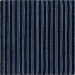 Cobalt Blue 7' 10 x 7' 10 Jill Zarin Striped Wool Square Area Rug 80% Wool & 20% Cotton Hand Made Luxury All Natural Carpet for Interior Design for Sale at Rug Engine
