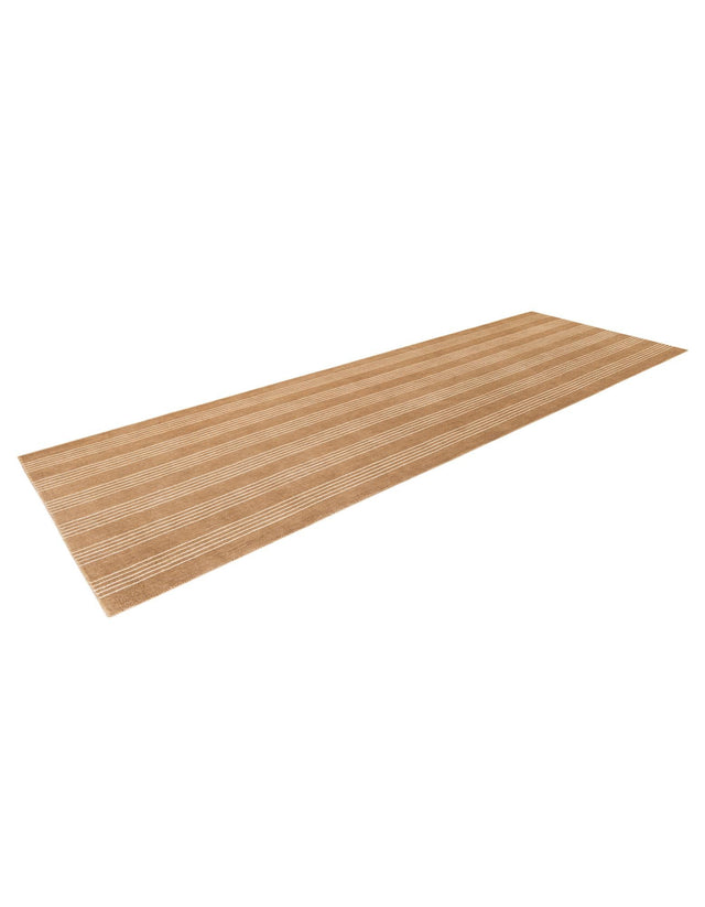 Latte Brown 3' 3 x 10' Jill Zarin Striped Wool Runner Area Rug 80% Wool & 20% Cotton Hand Made Luxury All Natural Carpet for Interior Design for Sale at Rug Engine