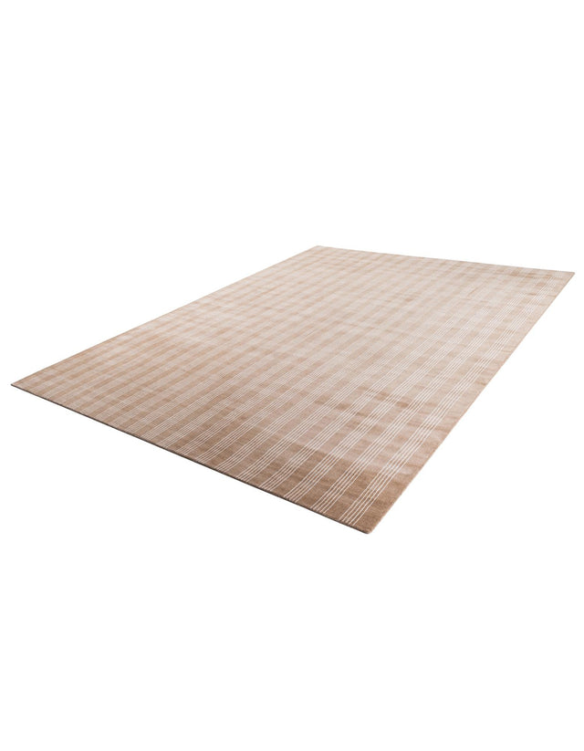 Latte Brown 10' x 14' 1 Jill Zarin Striped Wool Rectangle Area Rug 80% Wool & 20% Cotton Hand Made Luxury All Natural Carpet for Interior Design for Sale at Rug Engine