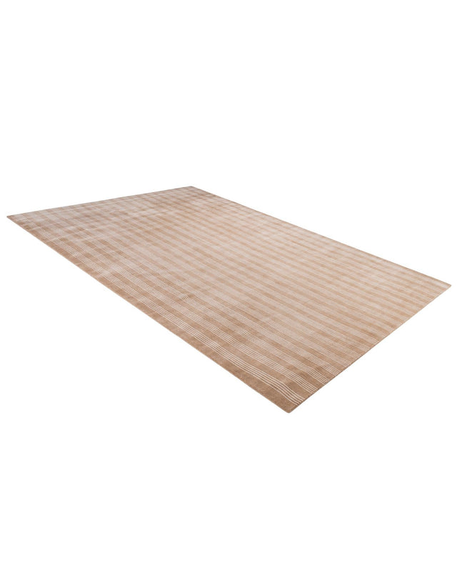 Latte Brown 10' x 14' 1 Jill Zarin Striped Wool Rectangle Area Rug 80% Wool & 20% Cotton Hand Made Luxury All Natural Carpet for Interior Design for Sale at Rug Engine