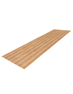 Latte Brown 3' 3 x 12' Jill Zarin Striped Wool Runner Area Rug 80% Wool & 20% Cotton Hand Made Luxury All Natural Carpet for Interior Design for Sale at Rug Engine