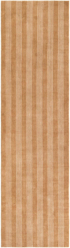 Latte Brown 3' 3 x 12' Jill Zarin Striped Wool Runner Area Rug 80% Wool & 20% Cotton Hand Made Luxury All Natural Carpet for Interior Design for Sale at Rug Engine
