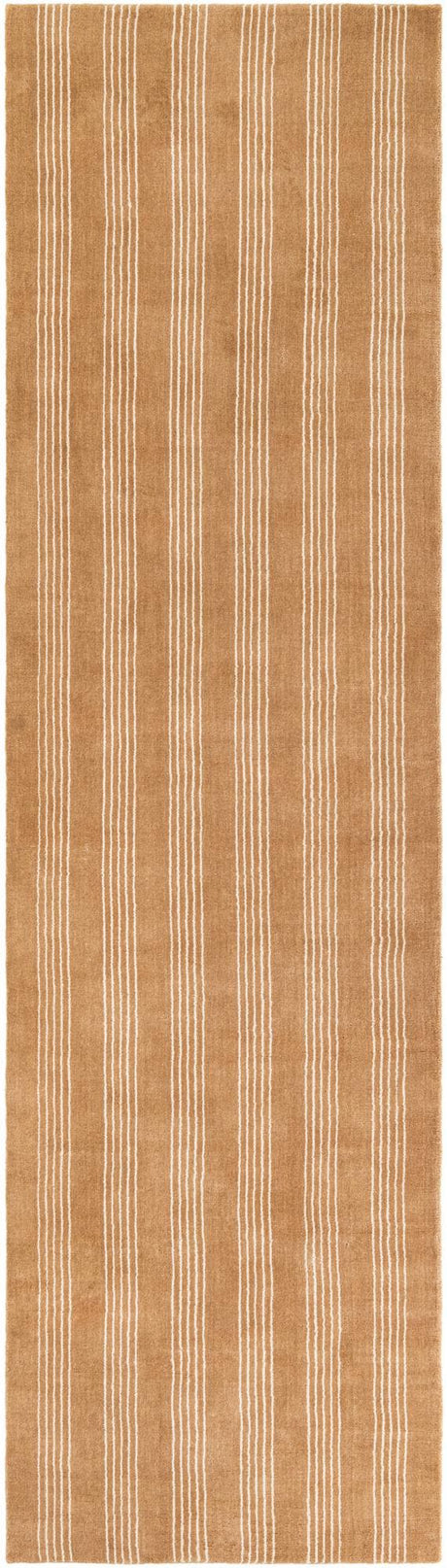 Latte Brown 3' 3 x 12' Jill Zarin Striped Wool Runner Area Rug 80% Wool & 20% Cotton Hand Made Luxury All Natural Carpet for Interior Design for Sale at Rug Engine