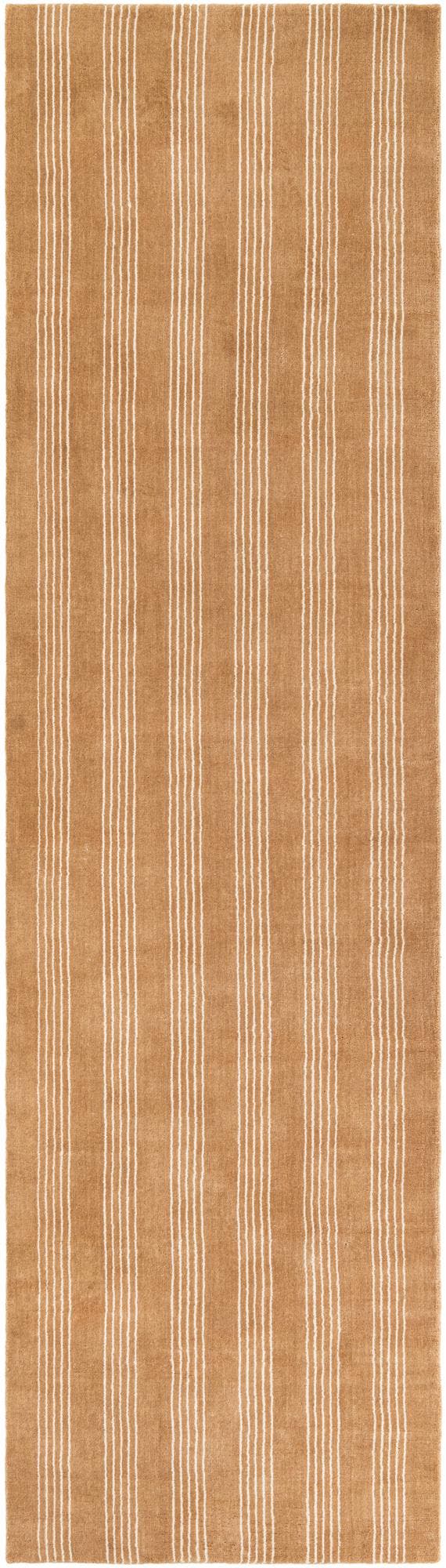 Latte Brown 3' 3 x 12' Jill Zarin Striped Wool Runner Area Rug 80% Wool & 20% Cotton Hand Made Luxury All Natural Carpet for Interior Design for Sale at Rug Engine
